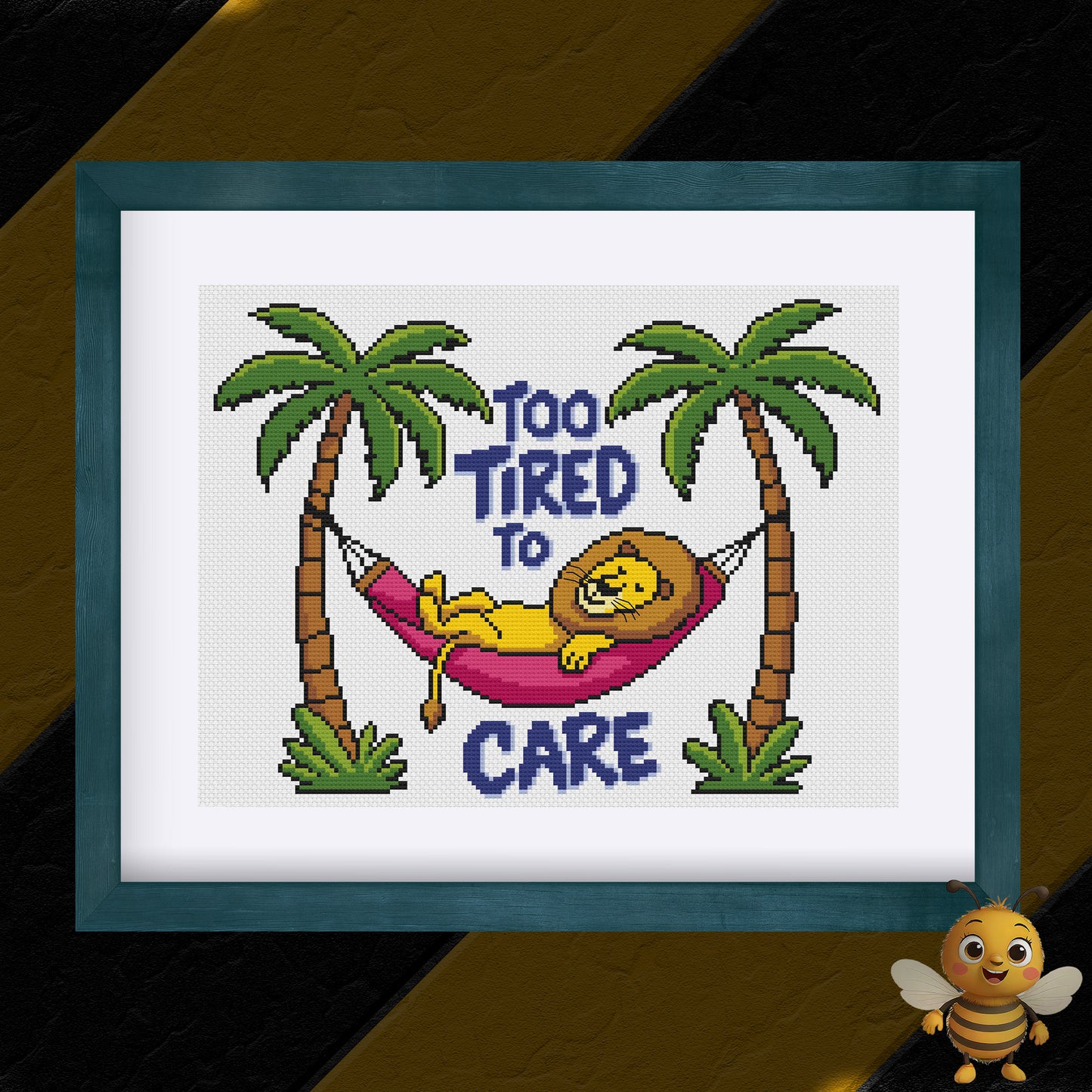 "Too Tired to Care" Cross Stitch Pattern - Interactive PDF Chart