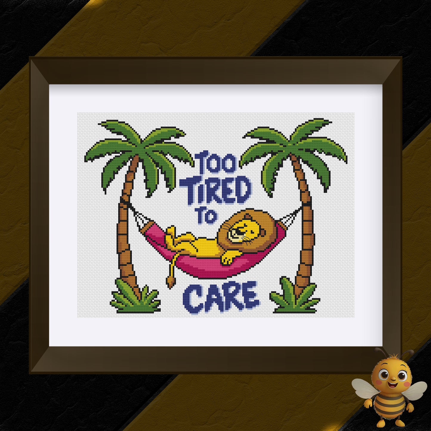 "Too Tired to Care" Cross Stitch Pattern - Interactive PDF Chart
