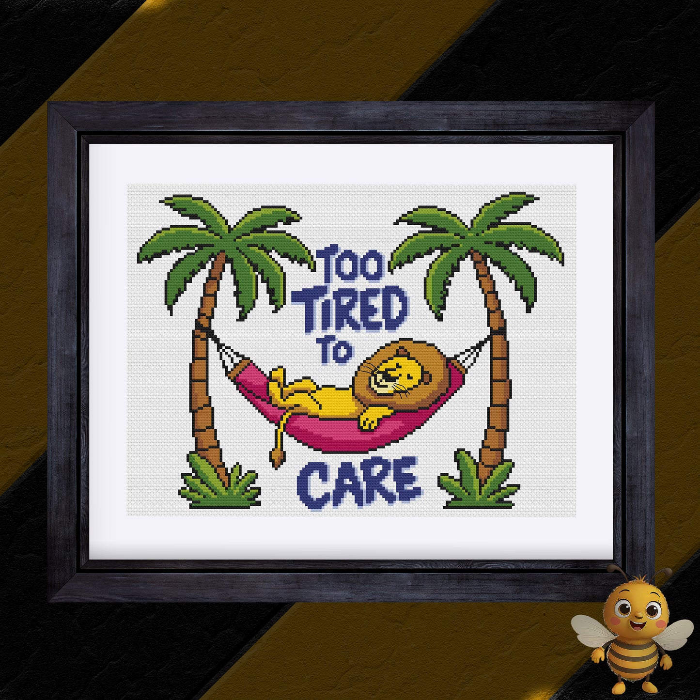 "Too Tired to Care" Cross Stitch Pattern - Interactive PDF Chart