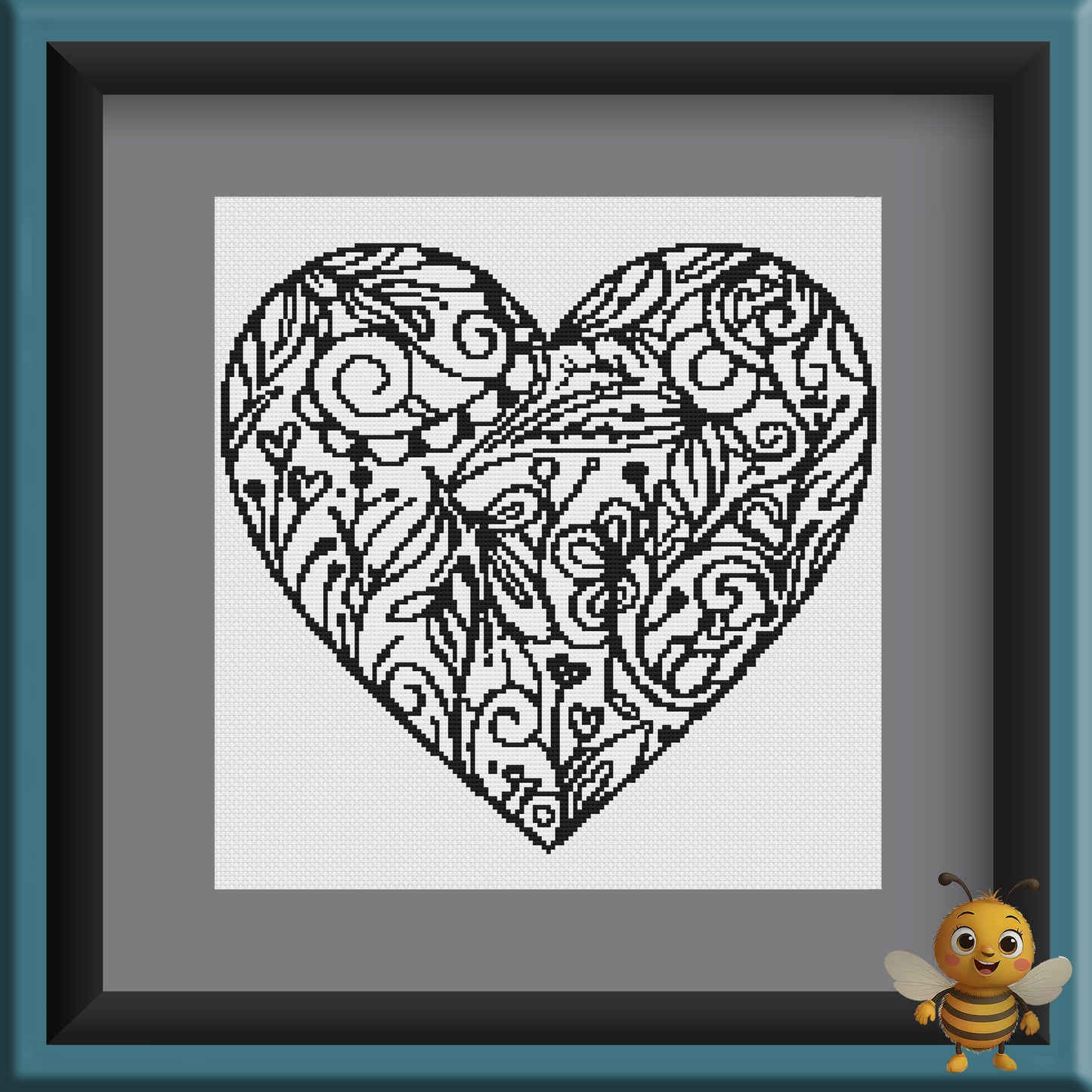 "Pattern Heart" Cross Stitch Pattern - Interactive PDF Chart