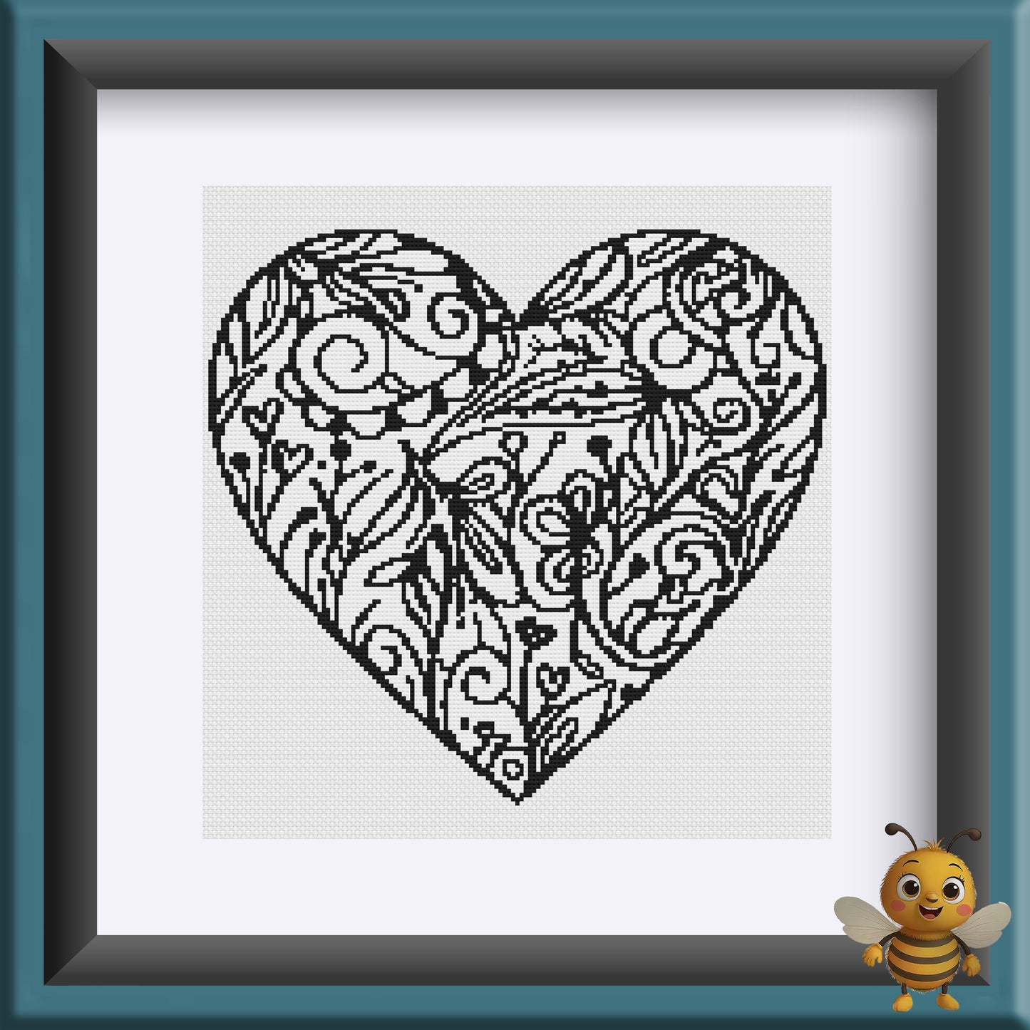 "Pattern Heart" Cross Stitch Pattern - Interactive PDF Chart