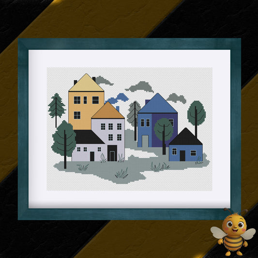"Chic Village" Cross Stitch Pattern - Interactive PDF Chart