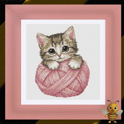"Kitten with Wool" Cross Stitch Pattern - Interactive PDF Chart