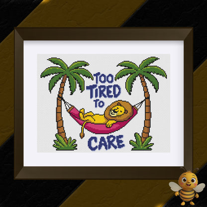"Too Tired to Care" Cross Stitch Pattern - Interactive PDF Chart