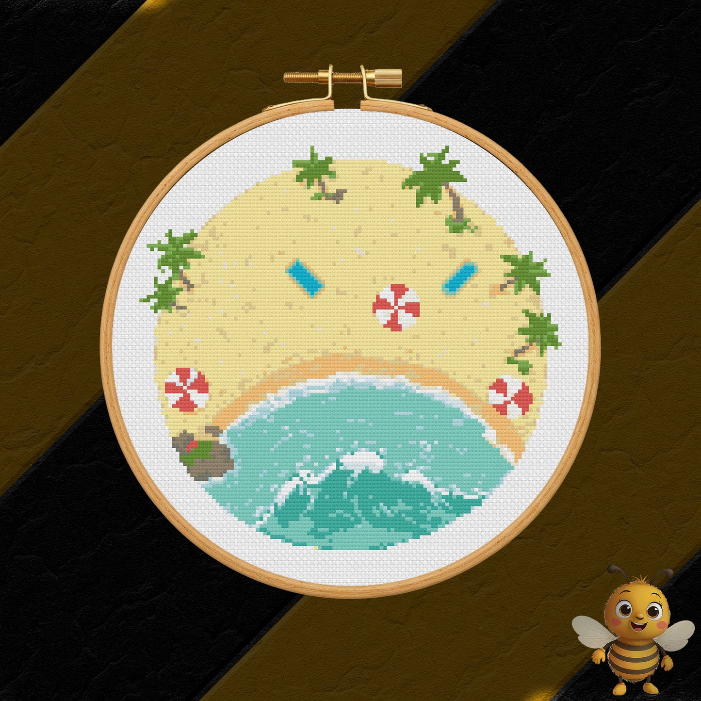 "Round Beach" Cross Stitch Pattern - Interactive PDF Chart