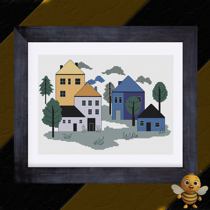 "Chic Village" Cross Stitch Pattern - Interactive PDF Chart