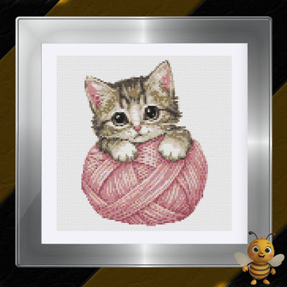"Kitten with Wool" Cross Stitch Pattern - Interactive PDF Chart