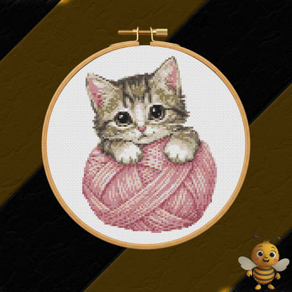"Kitten with Wool" Cross Stitch Pattern - Interactive PDF Chart