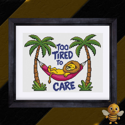 "Too Tired to Care" Cross Stitch Pattern - Interactive PDF Chart