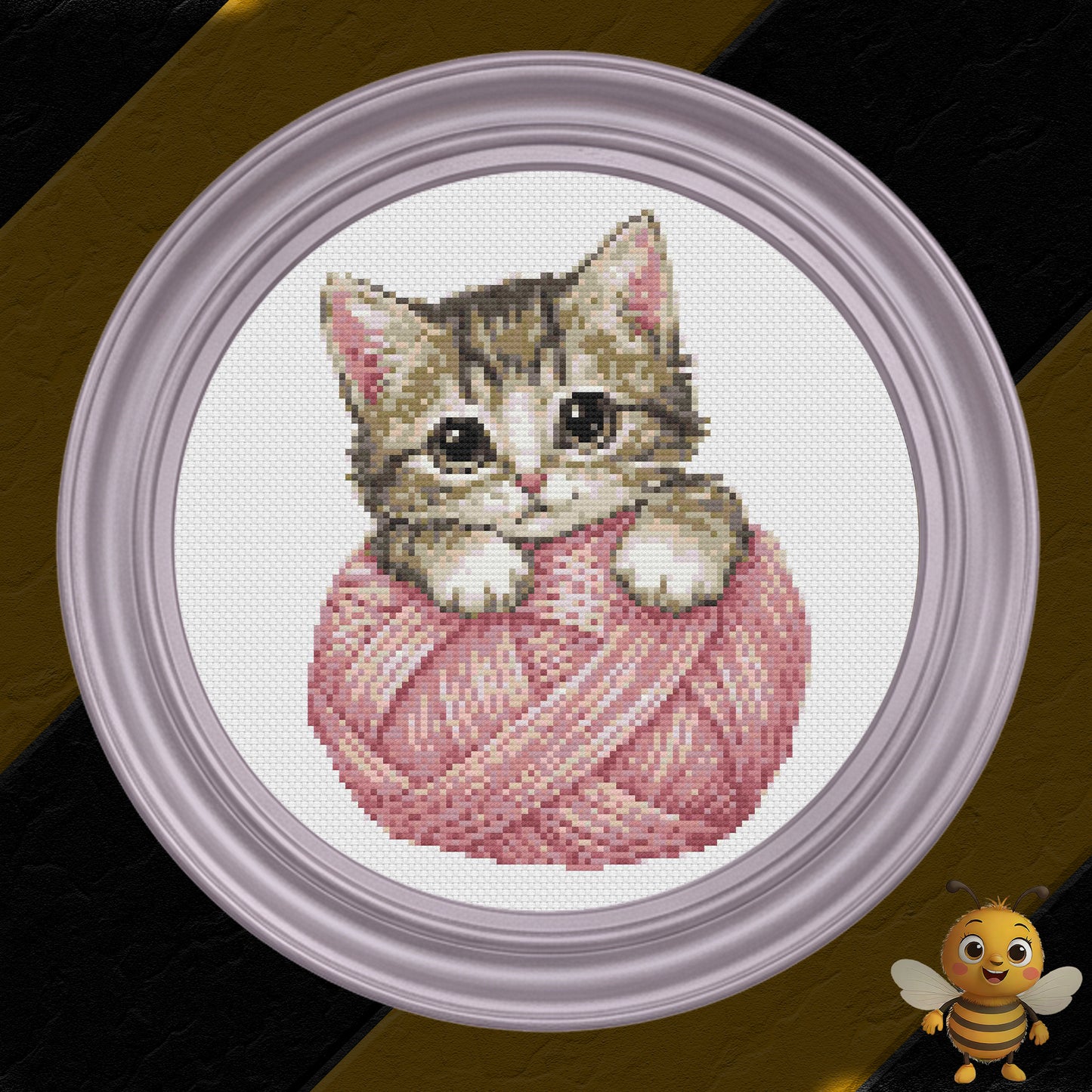 "Kitten with Wool" Cross Stitch Pattern - Interactive PDF Chart