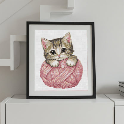 "Kitten with Wool" Cross Stitch Pattern - Interactive PDF Chart