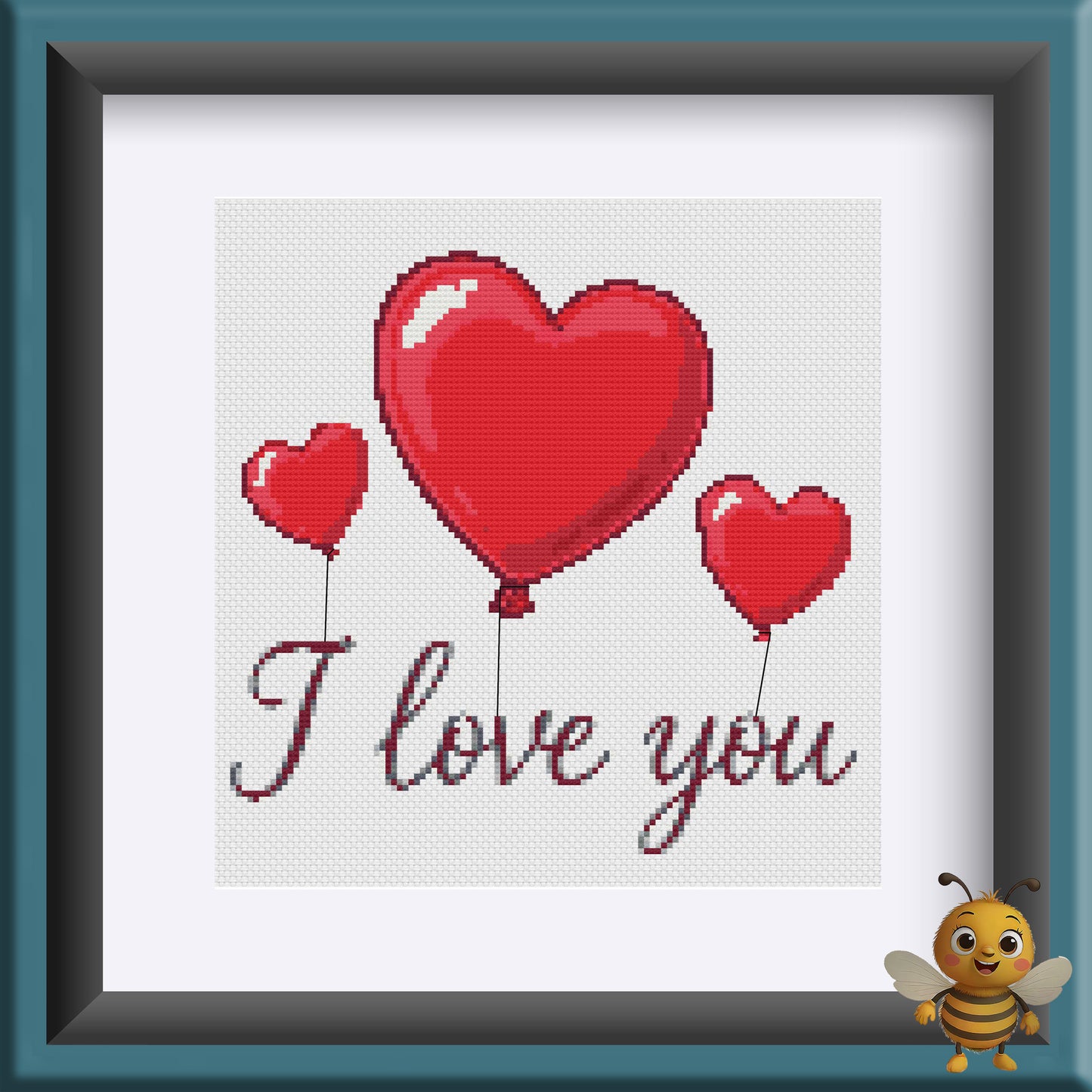 "I Love You with Balloons" Cross Stitch Pattern - Interactive PDF Chart
