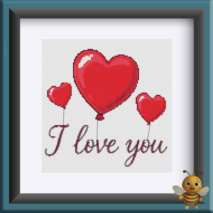 "I Love You with Balloons" Cross Stitch Pattern - Interactive PDF Chart