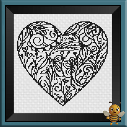 "Pattern Heart" Cross Stitch Pattern - Interactive PDF Chart