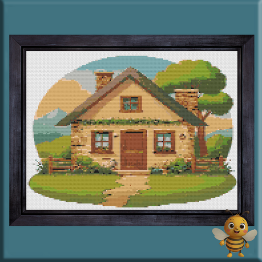 "Cloudy Cottage" Cross Stitch Pattern - Interactive PDF Chart